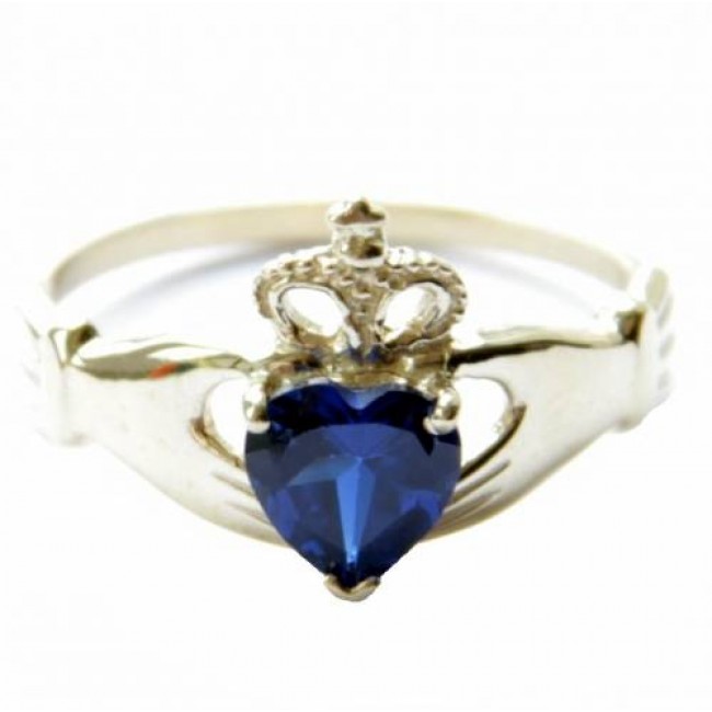 Кладдахское кольцо blue heart celtic white