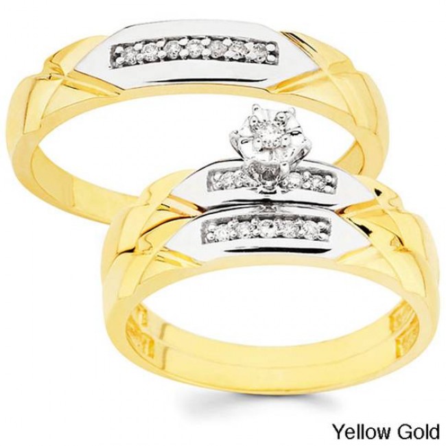 His and her wedding set yellow gold